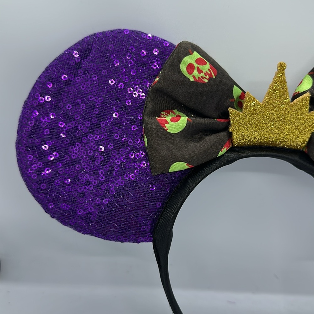 Disney villains Purple Sequin Kids Costume Headband with Gold Crown - Picture 3 of 6